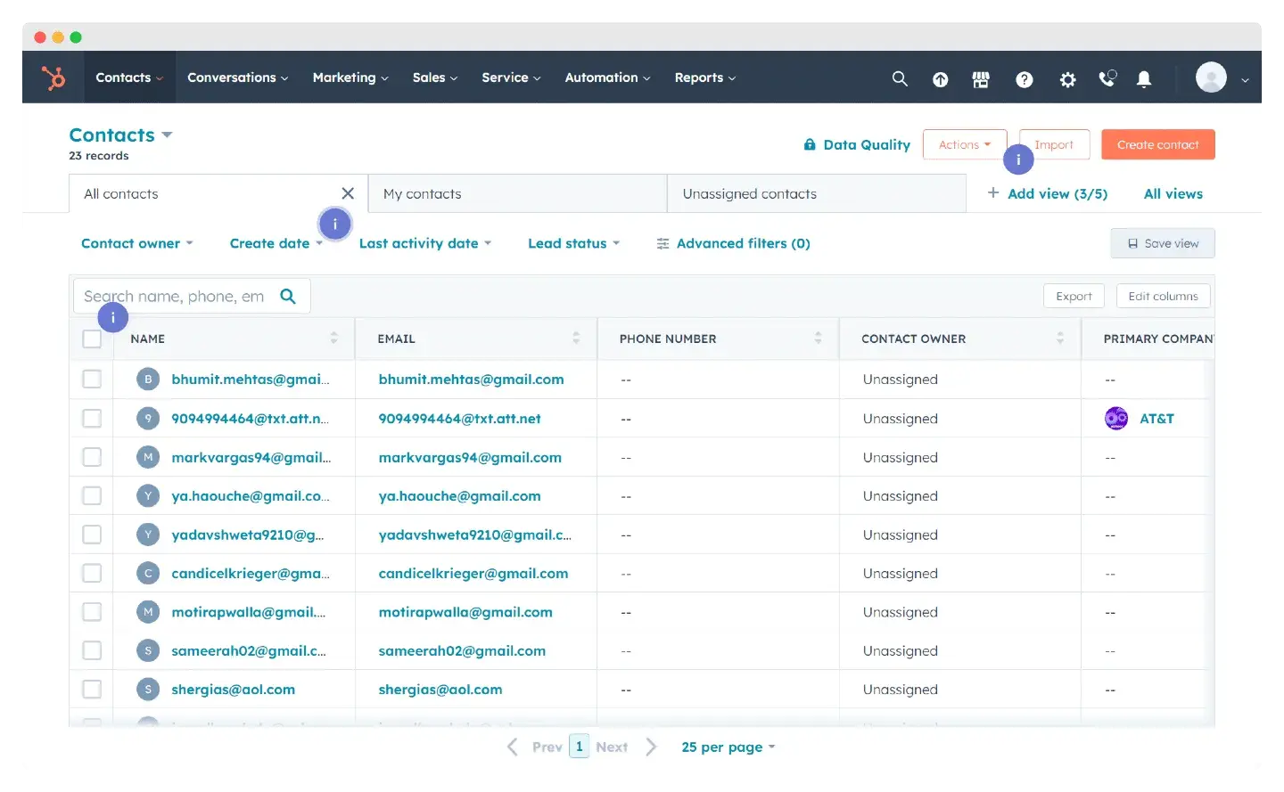 hubspot crm; email marketing ux para consultoras