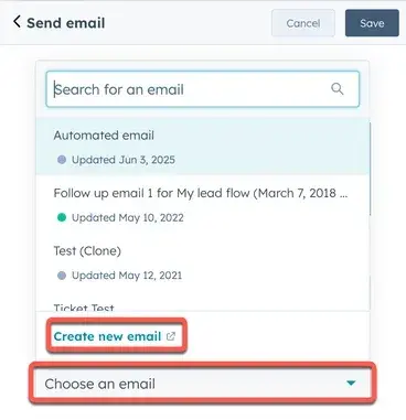 flujos de trabajo de HubSpot mostrando cómo crear un correo electrónico automatizado; email marketing para empresas de climatización