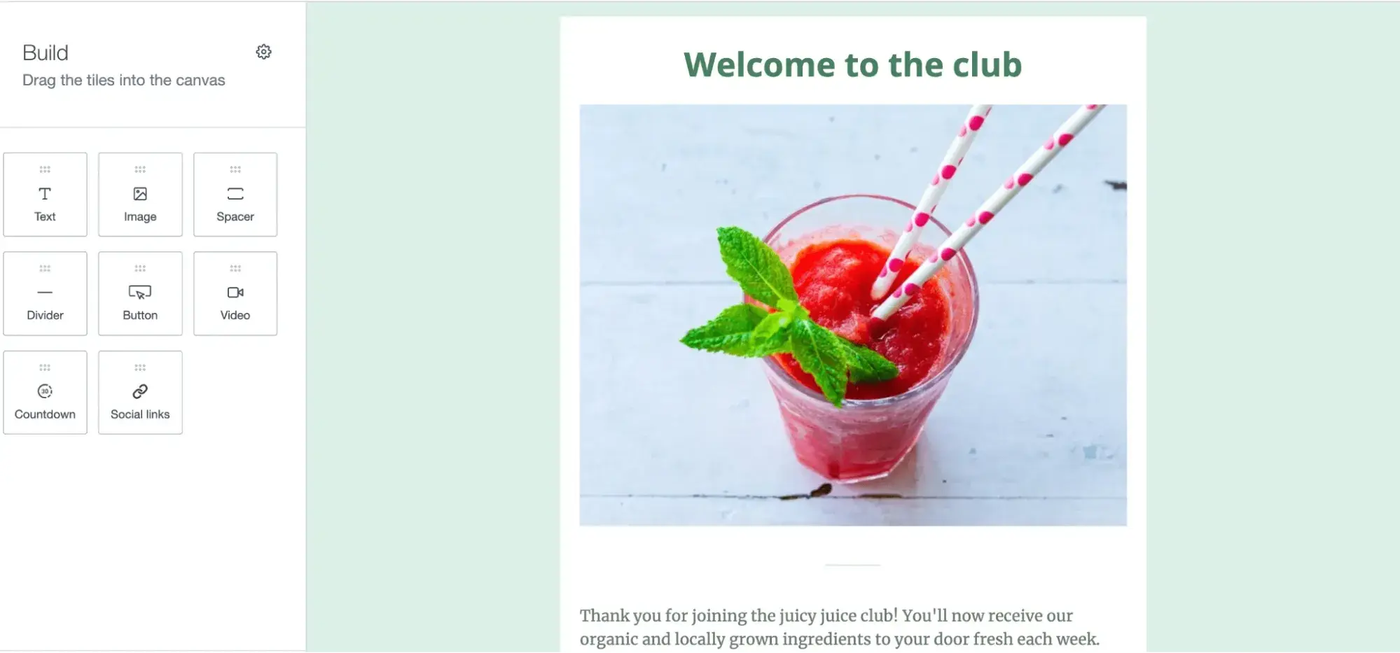 captura de pantalla del editor de Campaign Monitor de email marketing para dentistas
