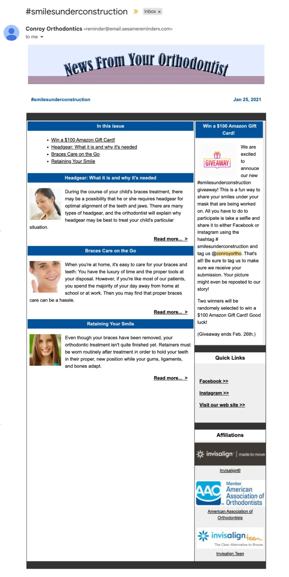 Ejemplo de boletín por email marketing para dentistas