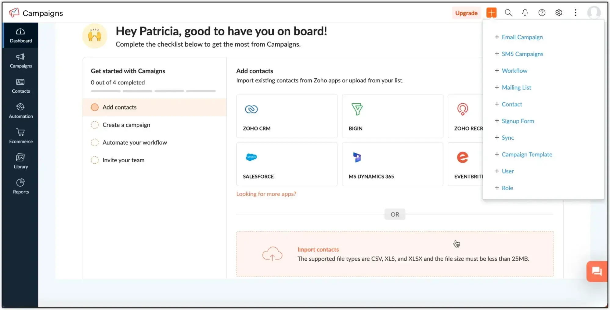 email marketing para el sector salud: Zoho Campaigns
