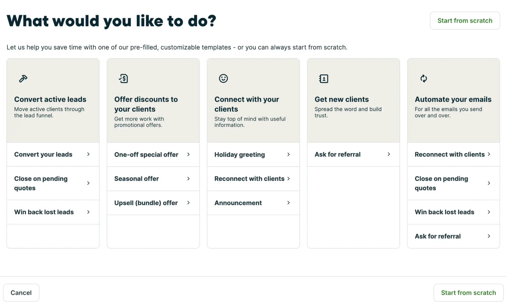 captura de pantalla de la interfaz de usuario del software de email marketing de Jobber