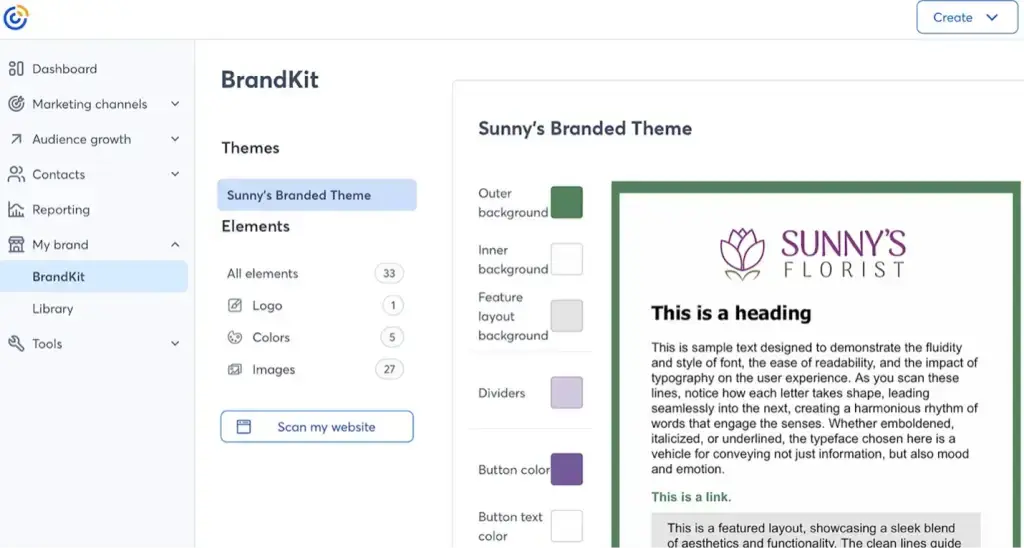 captura de pantalla de la interfaz de usuario del software de email marketing de Constant Contact para organización de eventos
