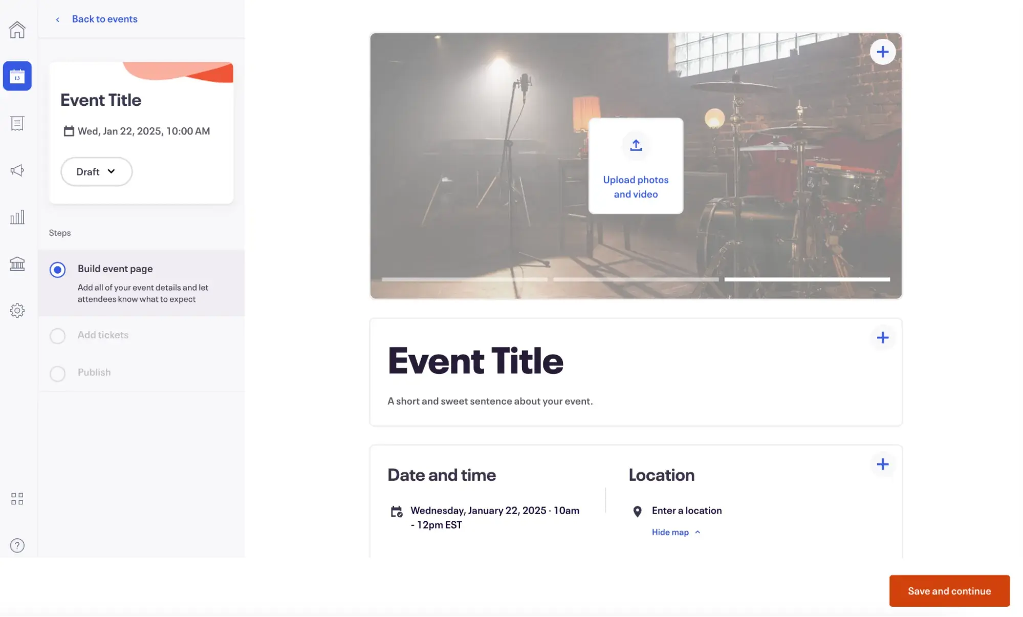 captura de pantalla de la interfaz de usuario del software de email marketing de Eventbrite para organización de eventos