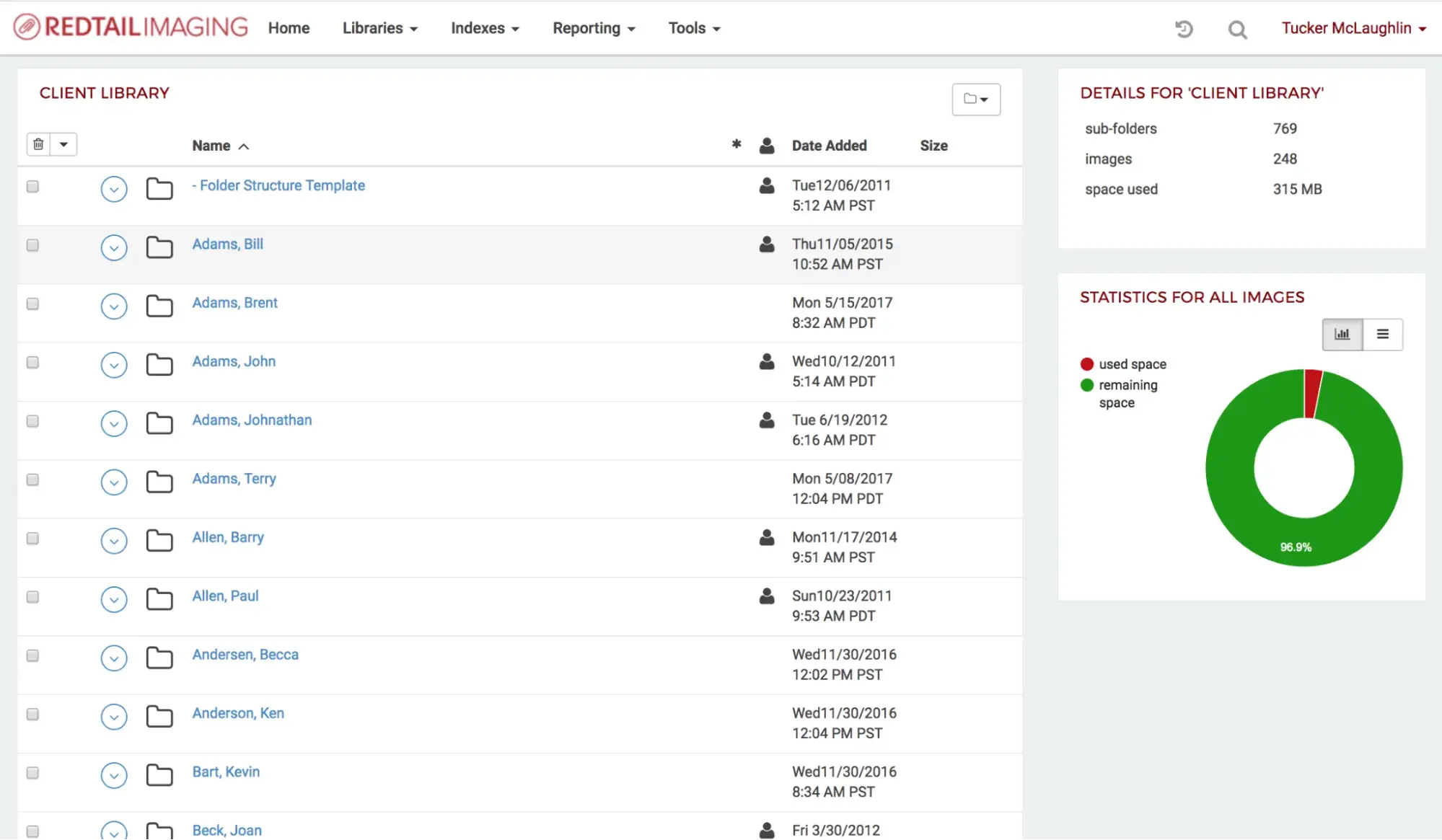 Interfaz de usuario de email marketing de Redtail