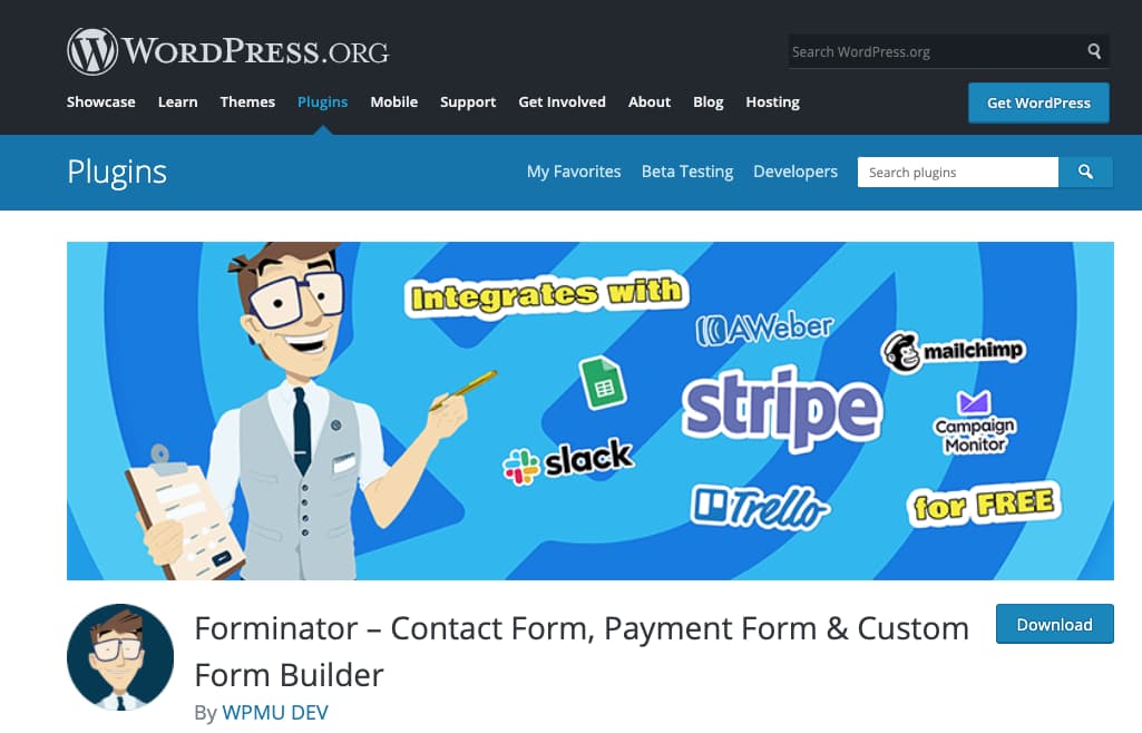Plugin de Forminator para crear formularios de contacto para WordPress
