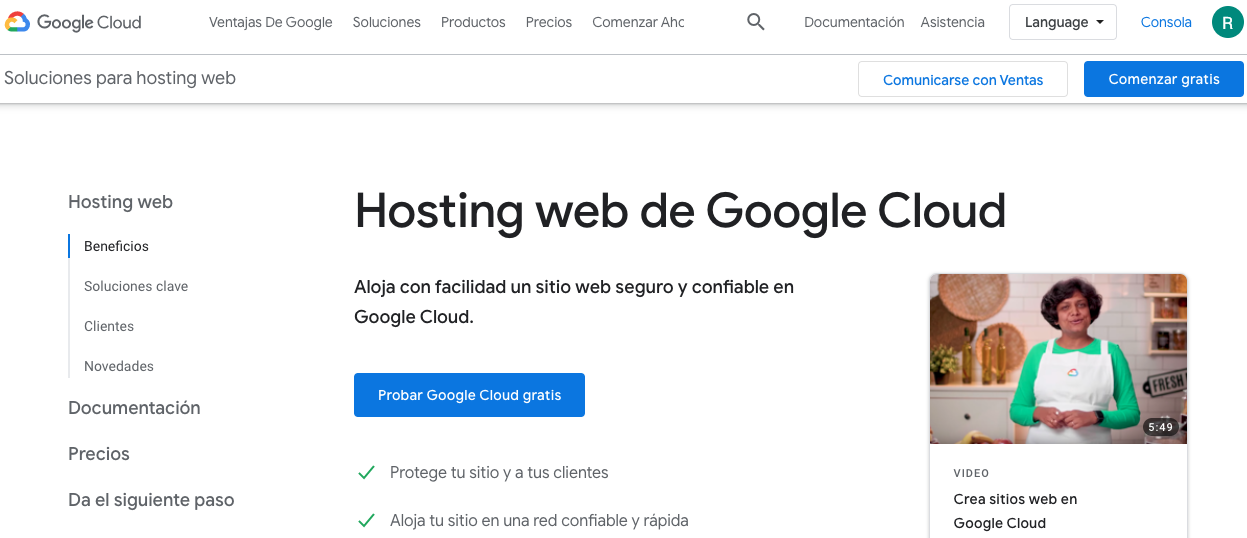 Soluciones para hosting web de Google Cloud