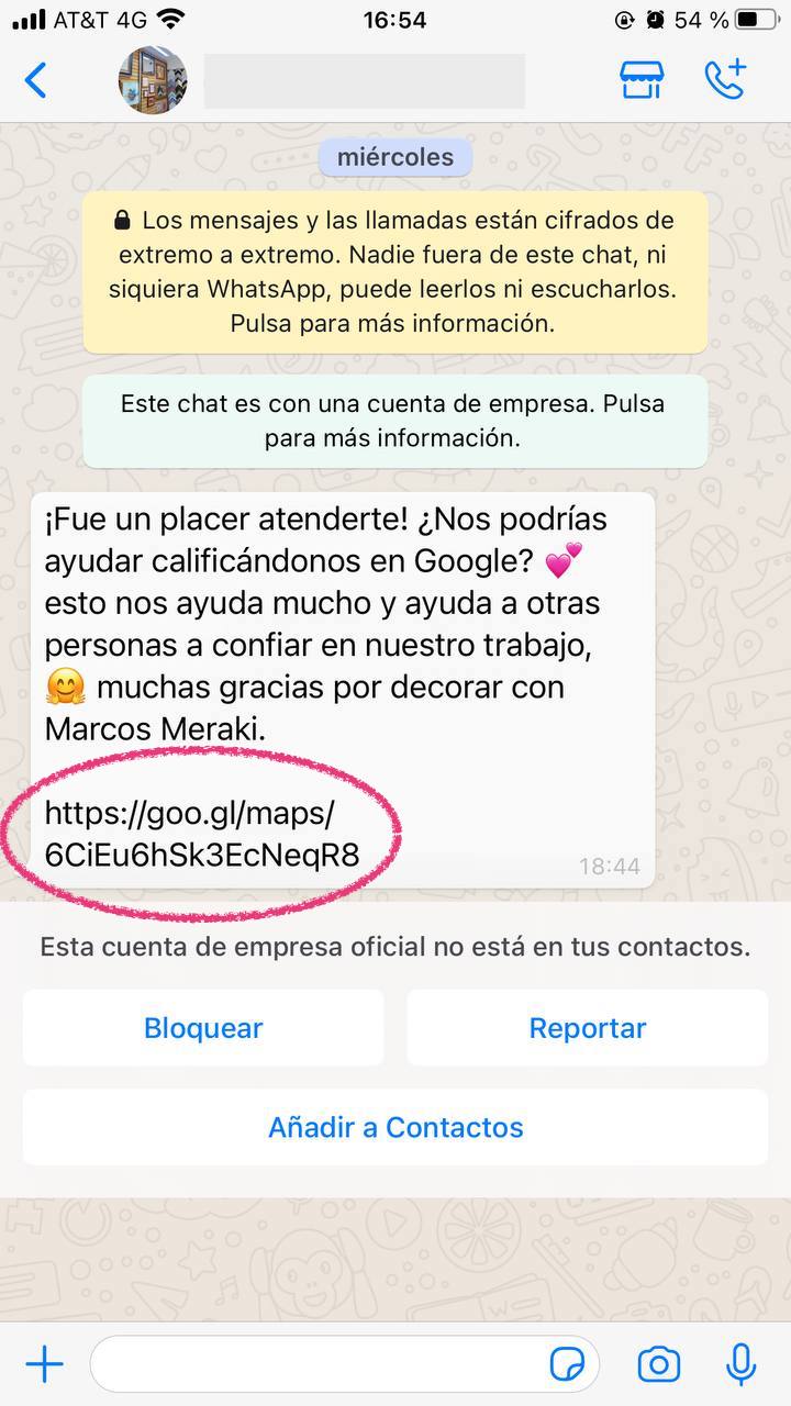 Ejemplo de marketing móvil en WhatsApp y Google