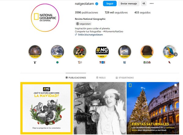 ejemplos de Instagram para empresas exitosos - National Geographic