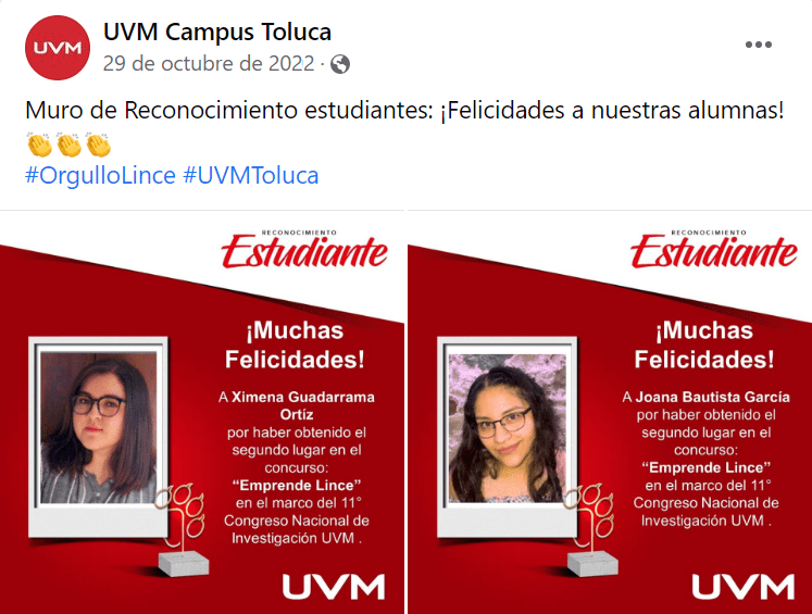 ejemplos de reconocimiento laboral: UVM Toluca