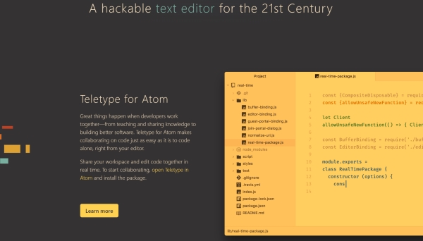 Ejemplos de los mejores editores HTML. Atom