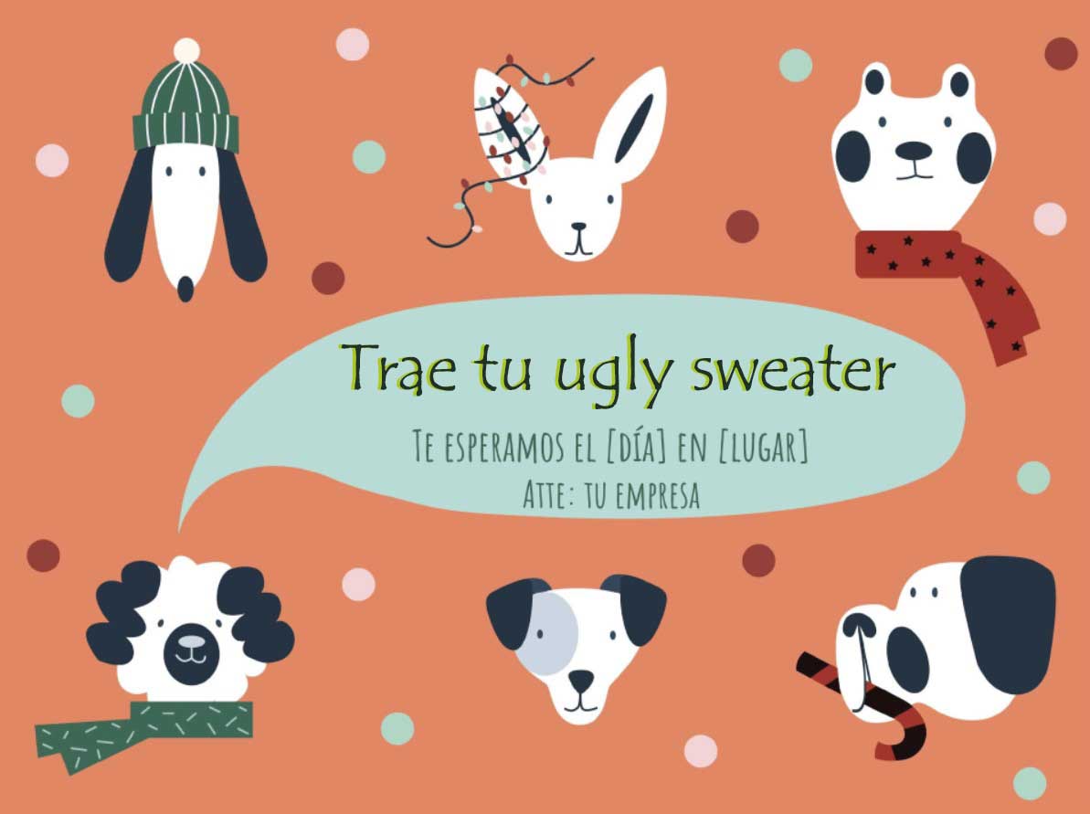Ejemplos de invitaciones para fin de año: suéter