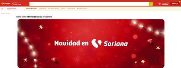 Ejemplo de diseño de página de Navidad de Soriana
