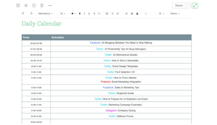 Herramienta de gestión de tareas y calendario de contenidos: Evernote