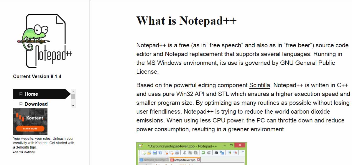 Ejemplo de mejores herramientas para diseño web: Notepad++