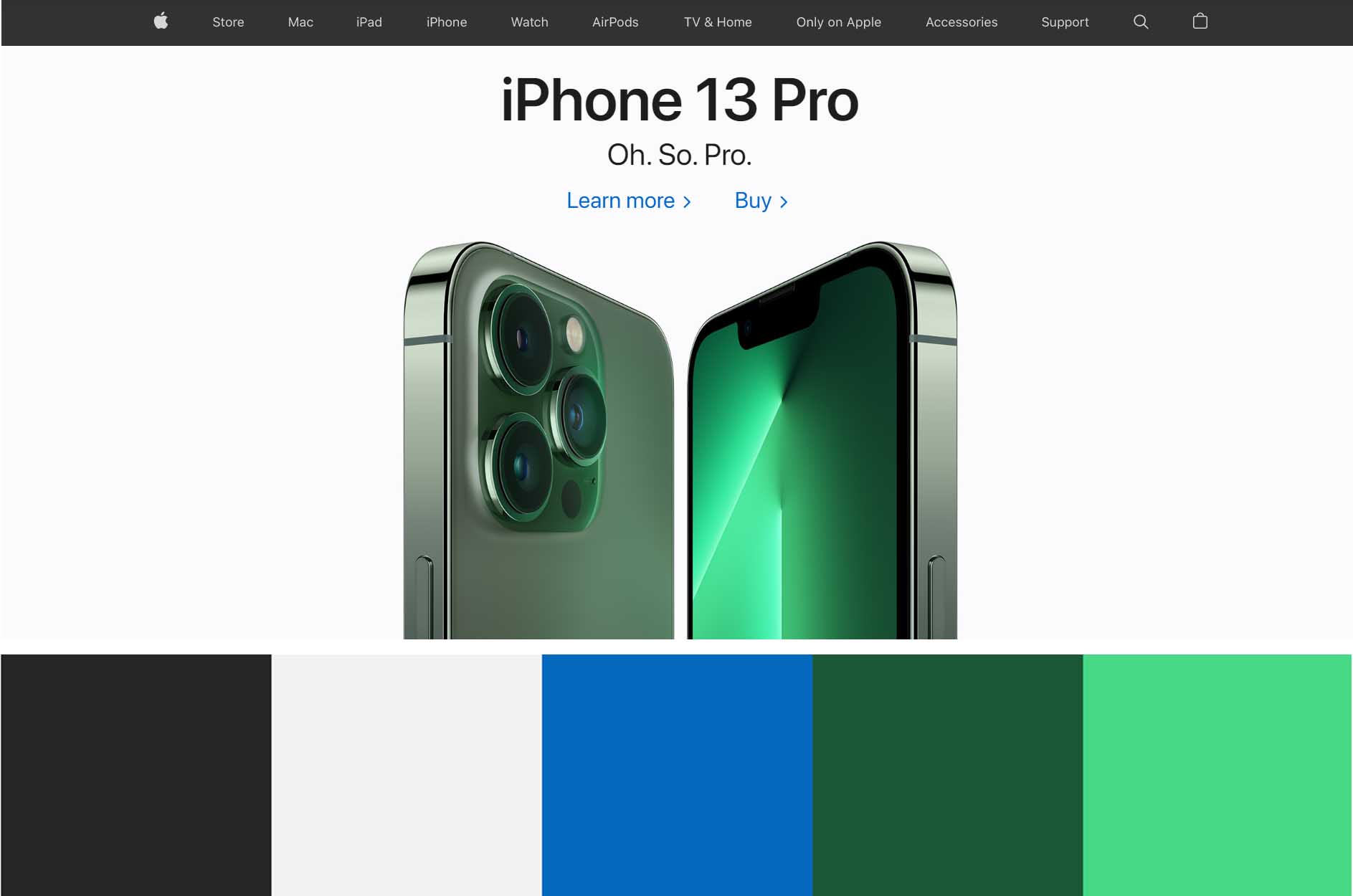 Colores para páginas web: ejemplo de Apple