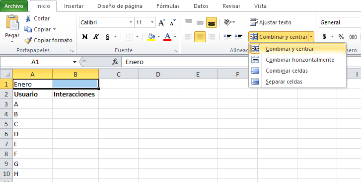 Truco en Excel: cómo combinar celdas en Excel