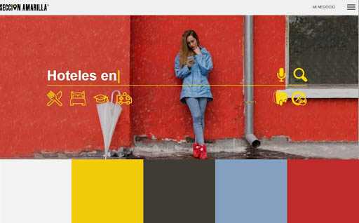 Colores para páginas web: ejemplo de Sección Amarilla