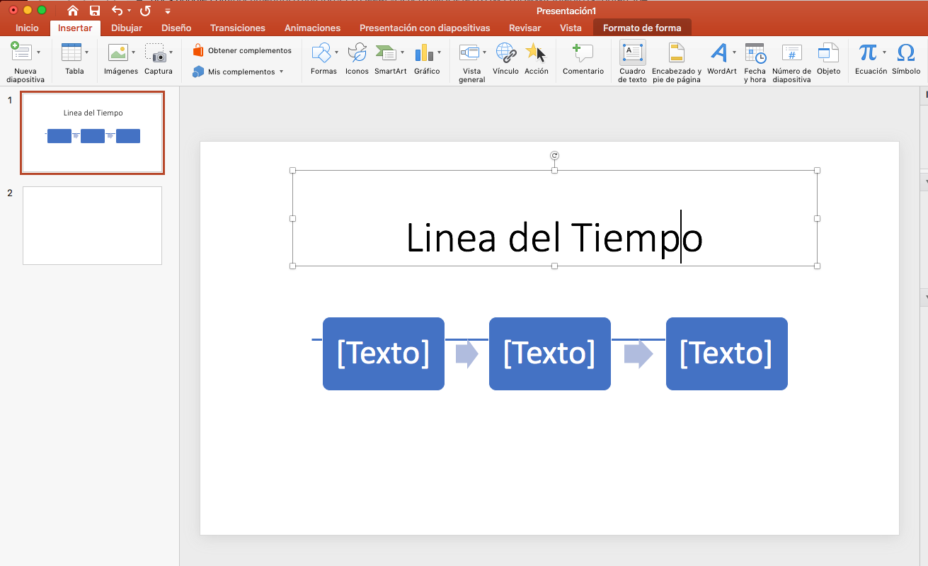 Cómo hacer una línea de tiempo en PowerPoint: añade un título