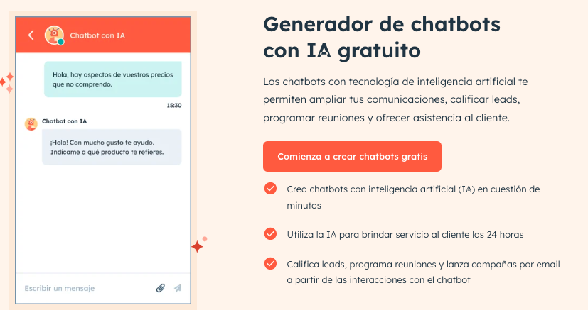chatbot con Ai de hubSpot