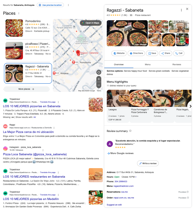 ejemplo de Interacción del usuario en Seo local