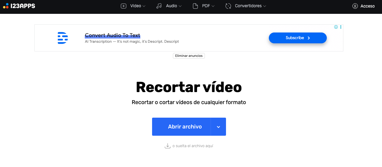 Programas para editar videos online: Video Cutter