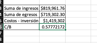 Análisis de costo beneficio en Excel: resultado