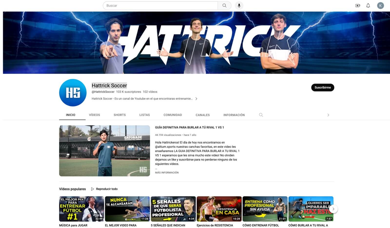 Ejemplos de banners para YouTube: Hattrick Soccer
