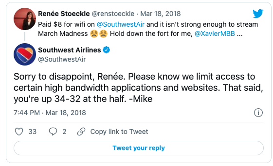 Ejemplos de buena atención al cliente: Southwest Airlines