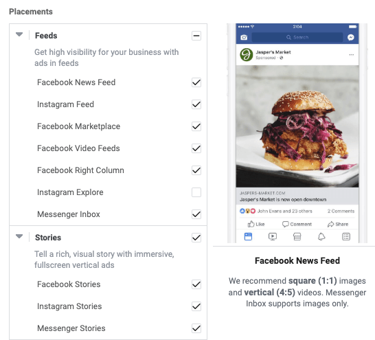 Cómo hacer publicidad en Facebook: ubicación de anuncios