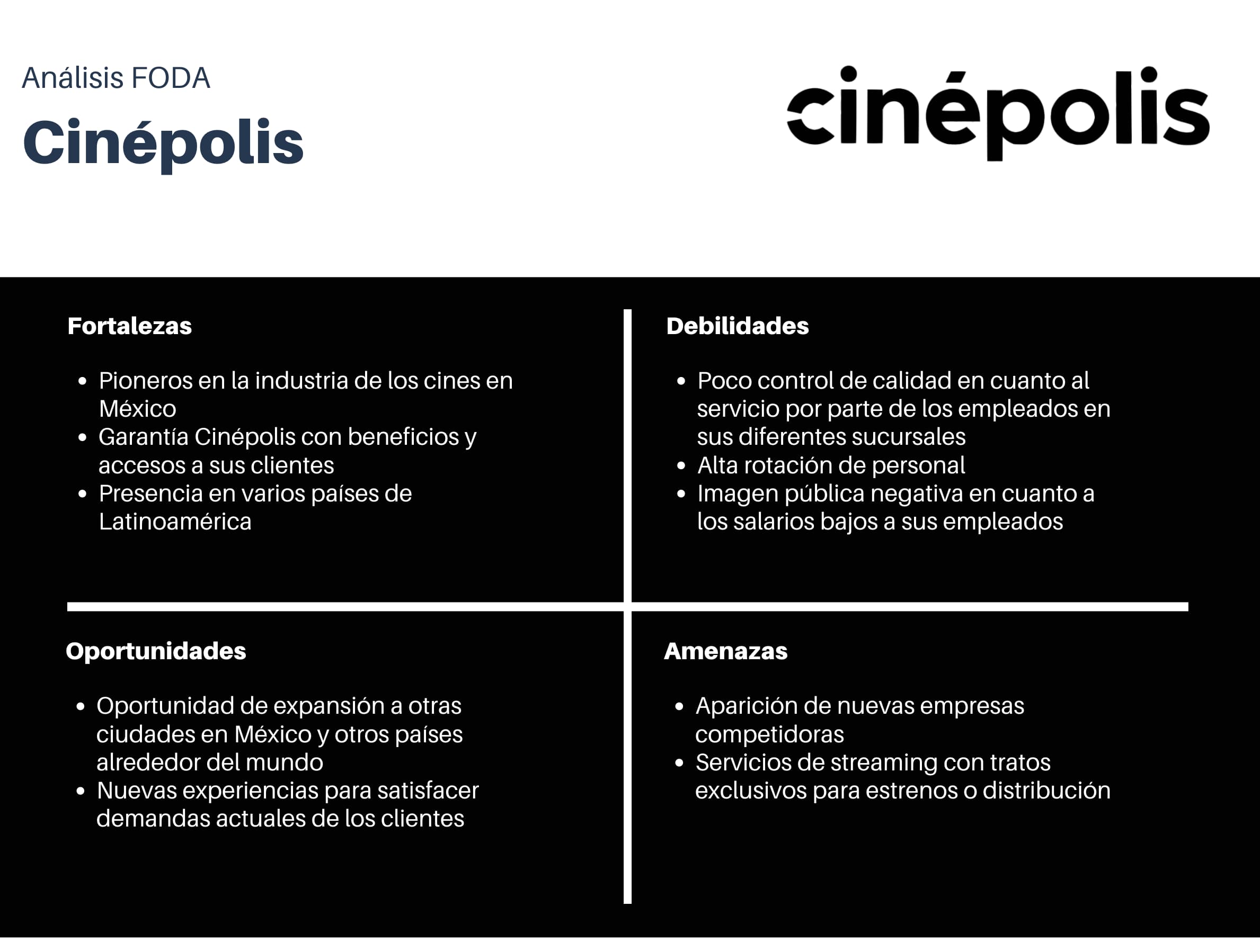 Ejemplo de análisis FODA de Cinépolis