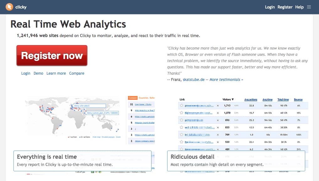 Herramientas de analítica web: Clicky