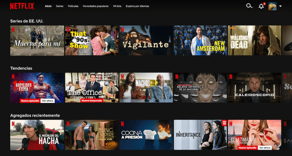 Ejemplo de aplicación web progresiva: Netflix