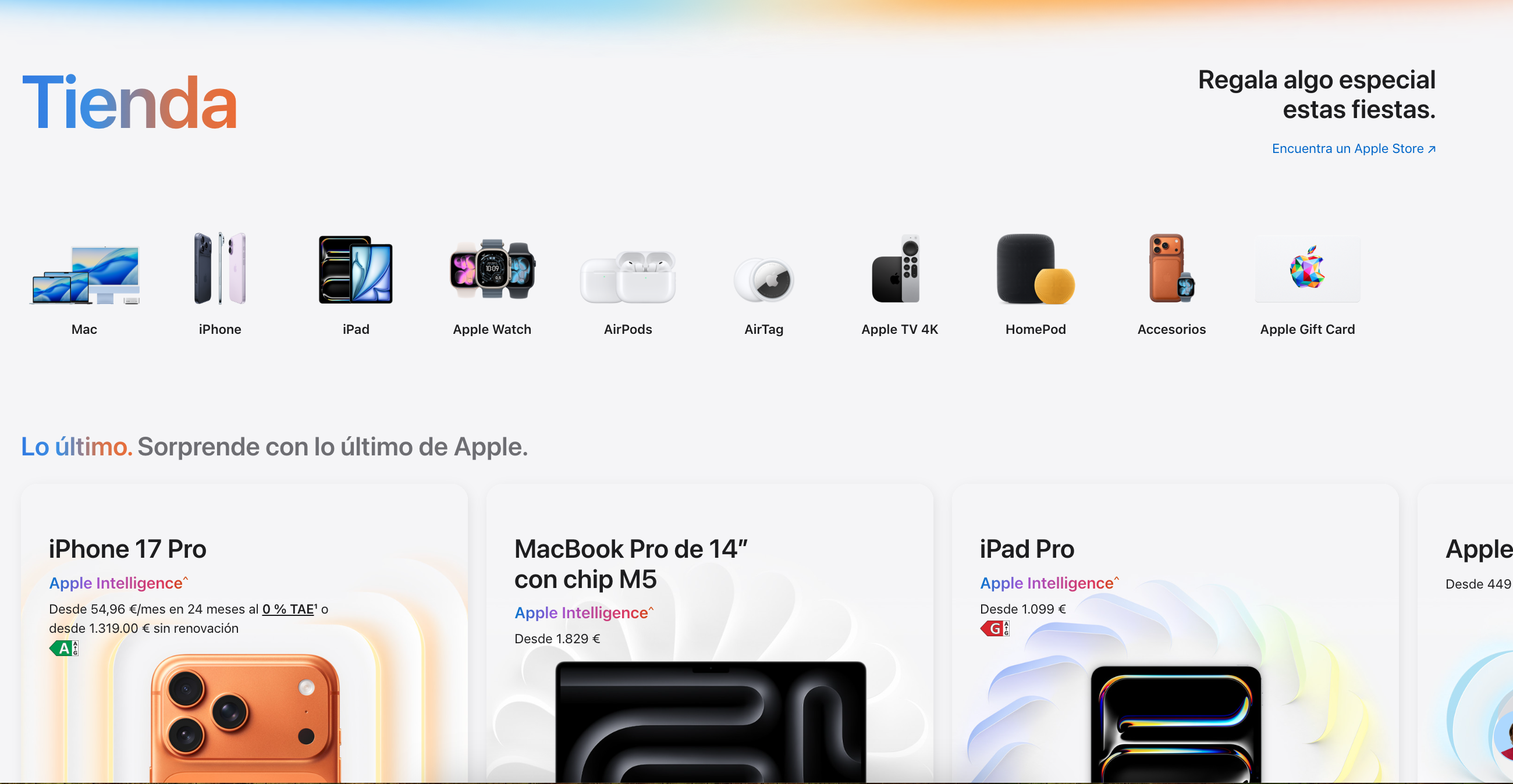 Ejemplo de promoción navideña de Apple