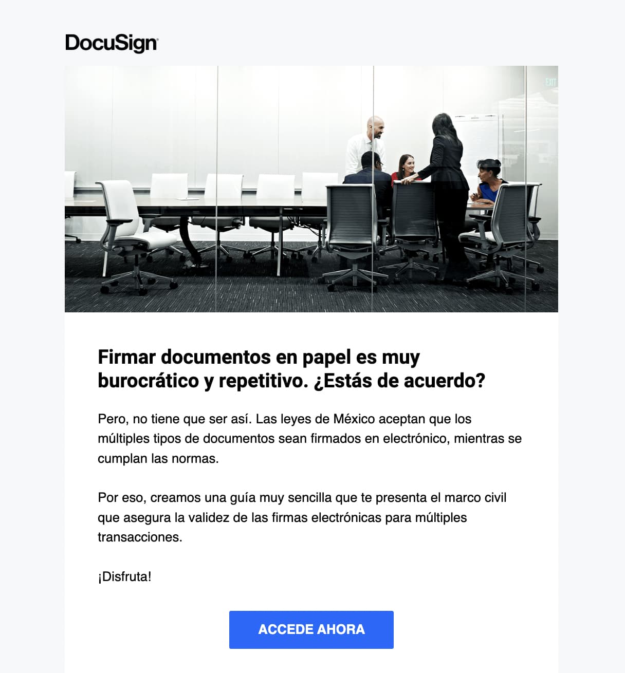 Ejemplo de email marketing B2B de DocuSign