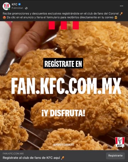 Ejemplo de banner publicitario de KFC