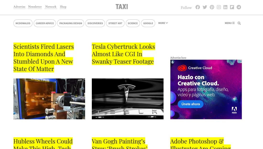Ejemplo de blog de diseño gráfico: Design Taxi