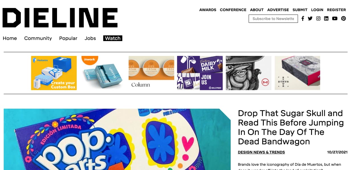 Ejemplo de blog de diseño gráfico: Dieline