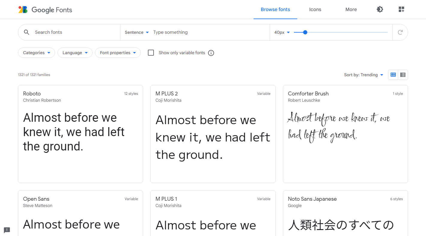 Software para buscar fuentes tipográficas: Google Fonts