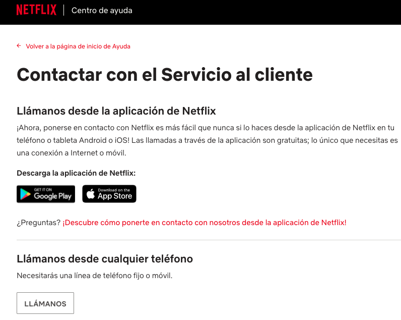 Ejemplo de un buzón de quejas en servicio al cliente de Netflix