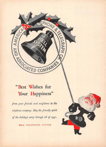 Papá Noel en la publicidad de Bell Telephone System en 1940