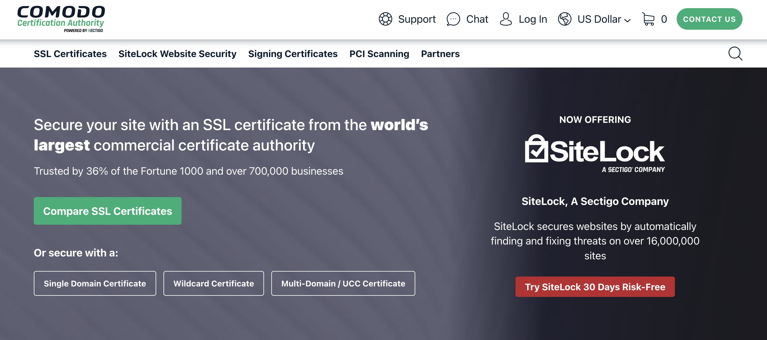 Certificado SSL de bajo costo de Comodo