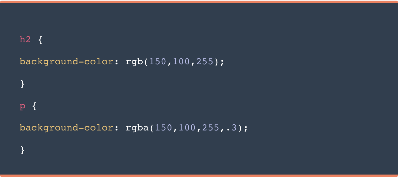 Ejemplo de código en CSS para edición de color con códigos RGB