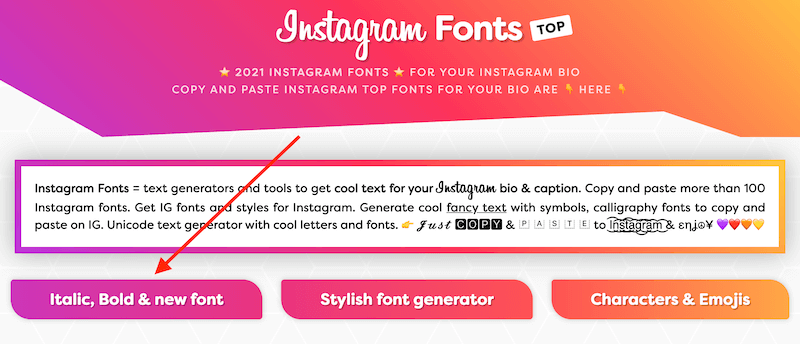 Cómo poner letra cursiva en Instagram: ingresar a Instagram Fonts