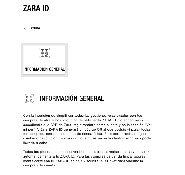 Ejemplo de código QR de Zara