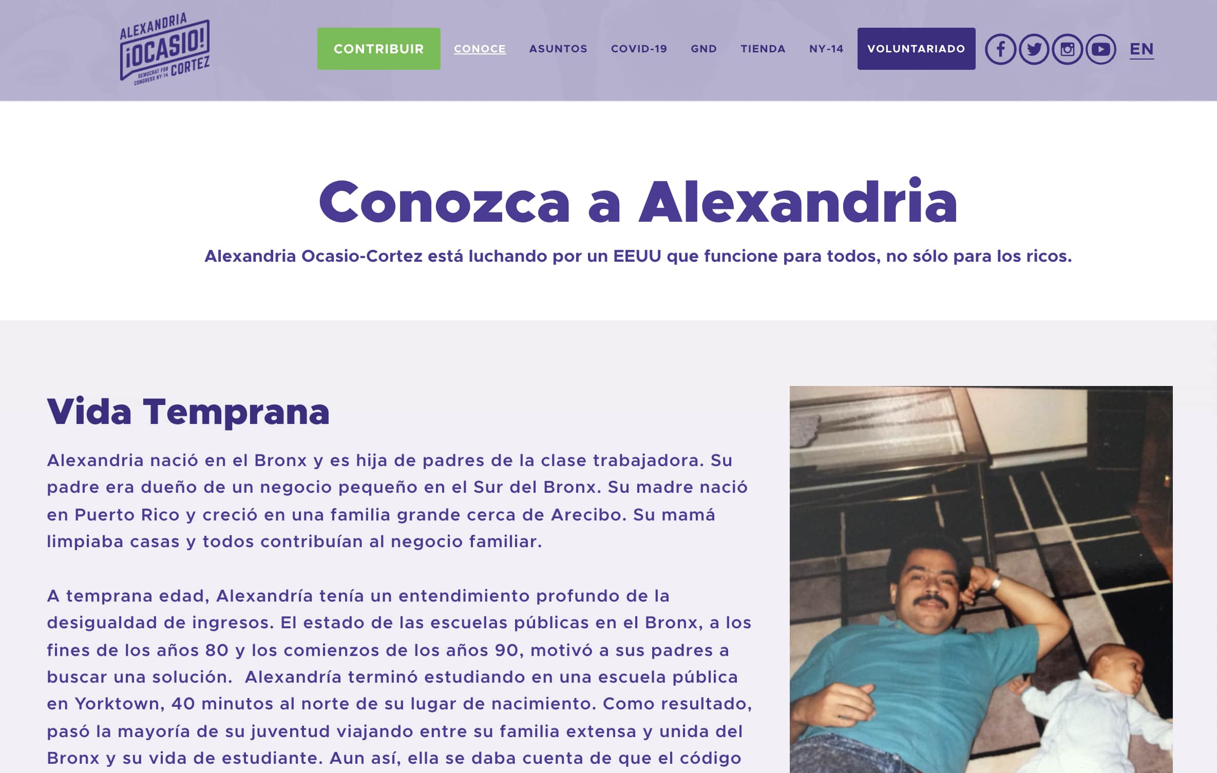 Ejemplo de Alexandria Ocasio-Cortez sobre cómo hacer una biografía profesional