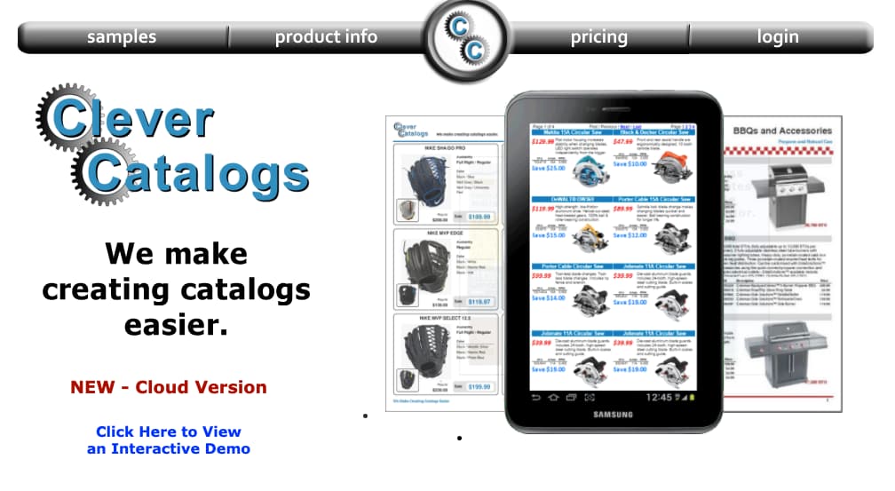 Página de inicio de CleverCat, herramienta para crear un catálogo digital