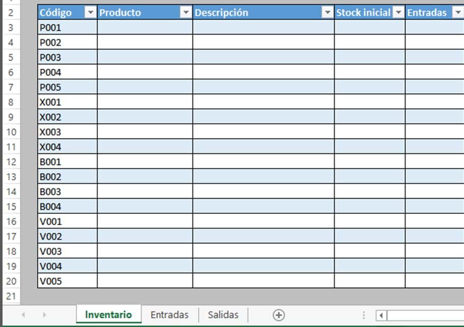 Cómo incluir tus productos para hacer un inventario en Excel
