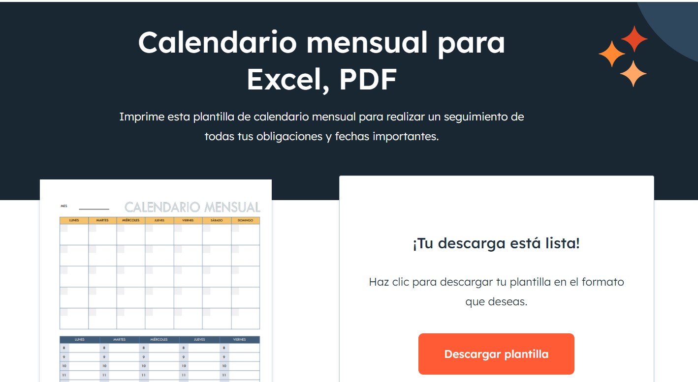 Formato de calendario en Excel: descargar