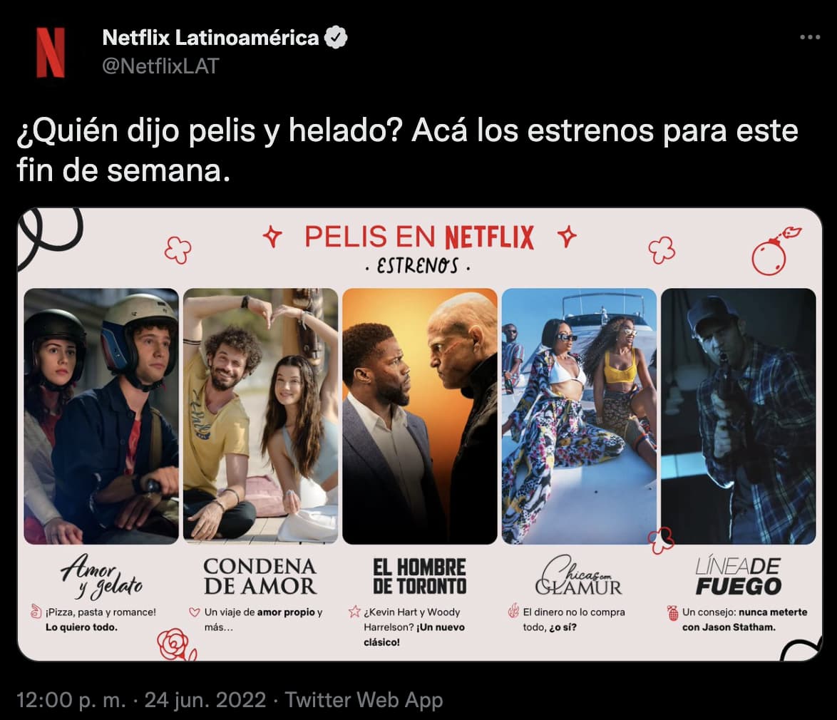 Ejemplo de comunicación externa de Netflix